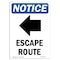 Signmission OSHA Notice, 5" Height, Escape Route Left Arrow Sign With Symbol, 5" X 3.5", Portrait OS-NS-D-35-V-12137 - alternate 1